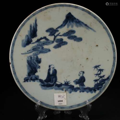 A Blue and White Porcelain Plaque,Late Ming Dynasty