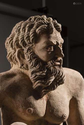 A MONUMENTAL HERACLES TERRACOTTA STATUE, GANDHARA, 4th – 5TH CENTURY