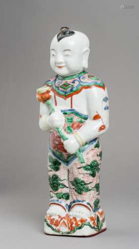 A FAMILLE VERTE PORCELAIN ‘BOY WITH LOTUS FLOWER’, KANGXI