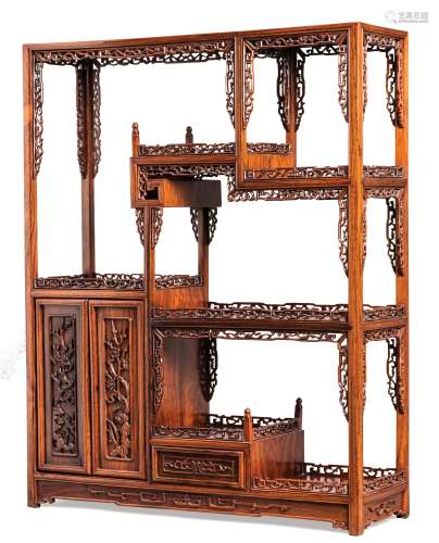 A HARDWOOD DISPLAY TABLE-CABINET, LATE QING DYNASTY
