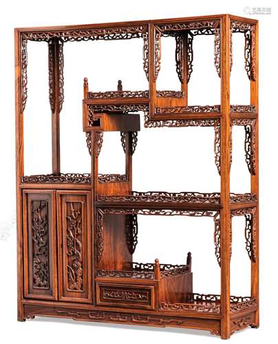 A HARDWOOD DISPLAY TABLE-CABINET, LATE QING DYNASTY