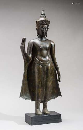 A 17TH CENTURY AYUTTHAYA PERIOD BRONZE OF BUDDHA SHAKYAMUNI