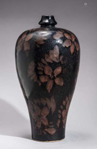 A LARGE JIN DYNASTY HENAN CIZHOU MEIPING BOTTLE WITH RUSSET FLOWERS
