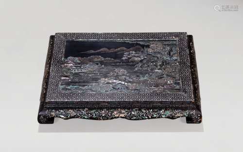 A MOTHER-OF-PEARL AND LACQUER INCENSE STAND, KANGXI