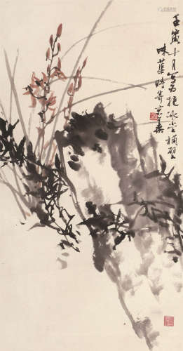 郭味蕖（1908～1971） 1962年作 兰石图 镜心 设色纸本