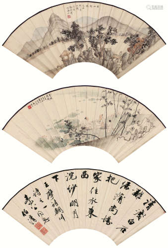 张宗祥 徐伯清（1882～1965）等 扇面 （两帧） 扇面 设色纸本