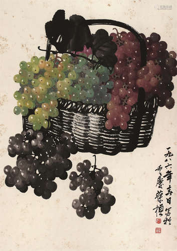 苏葆桢（b.1916） 1986年作 葡萄 轴 设色纸本