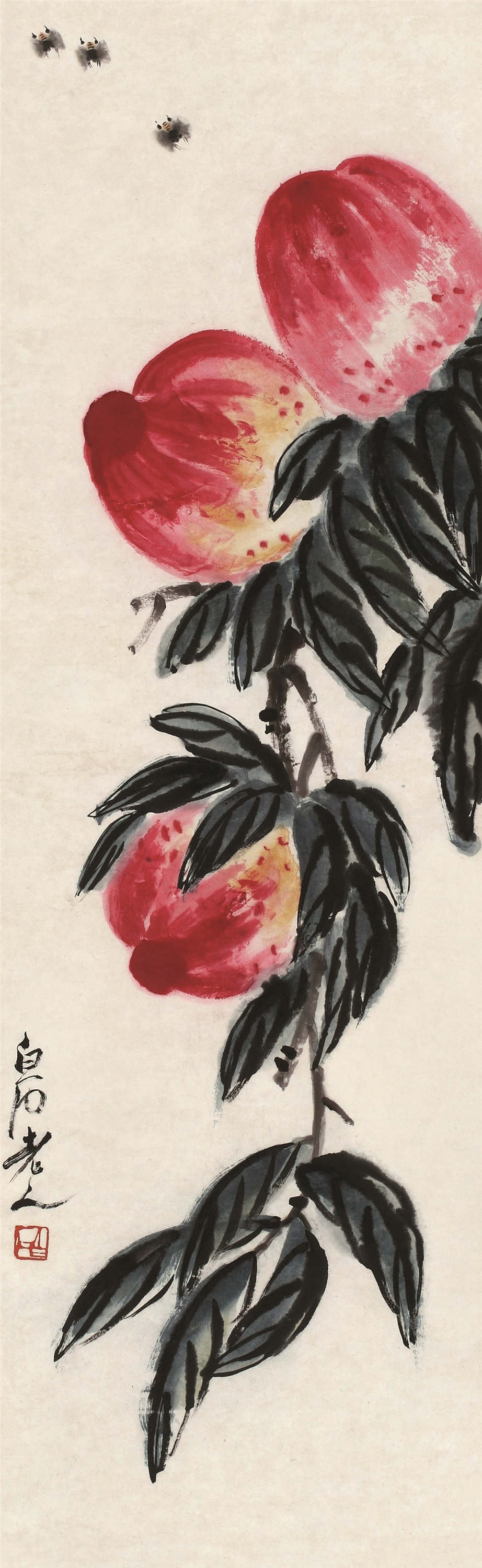 中国画寿桃的落款图片