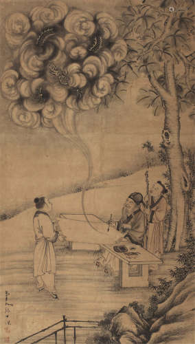 张士保（1805～1878） 人物 轴 设色纸本