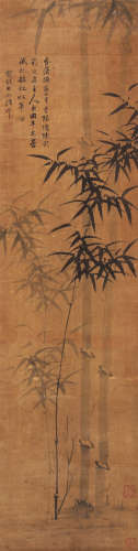 诸升（1617～1691） 墨竹 轴 水墨绫本