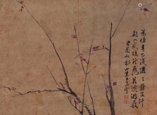 王素（1794～1877） 1849年作 梅花 轴 设色纸本
