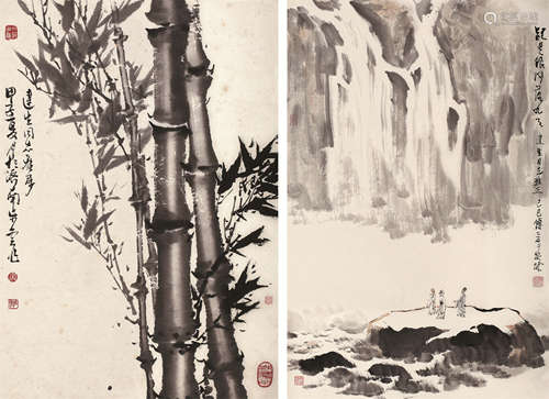 宋步云 傅二石（1910～1992） 书画 （二帧） 轴 水墨、设色纸本