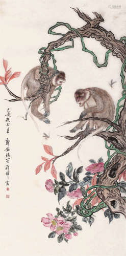 程璋（1869～1938） 1935年作 封侯图 轴 设色纸本