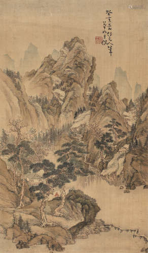 张士保（1805～1878） 1863年作 山水 轴 设色绢本