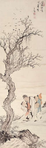 溥儒（1896～1963） 空林鸦噪 轴 设色纸本