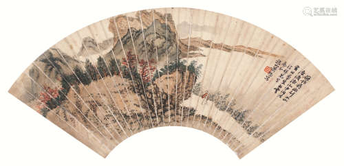 萧逊（1883～1944） 扇面 扇面 设色绢本