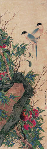 张盘（1812～1890） 花鸟 轴 设色纸本
