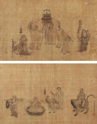 陈字（1634～？） 人物 （两帧） 镜心 设色绢本