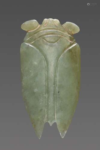 A SUPERB HAN CICADA IN LIGHT GREEN JADE