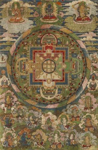 A Tibetan mandala of Guhyasamaja Akshobyavajra. 18th/19th century