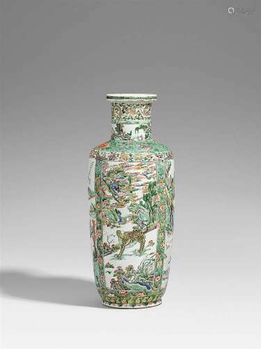 A famille verte rouleau vase. Kangxi period (1662-1722)