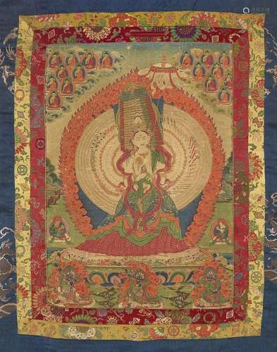 A Tibetan thangka of Ushnishasitatapatra. 19th century