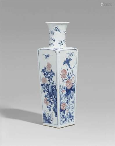 An underglaze-blue and copper-red decorated vase. Kangxi period (1662-1722)