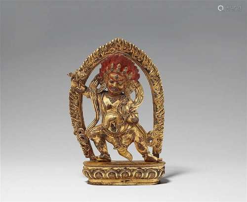 A Sinotibetan gilt bronze figure of Vajrapani. 18th century