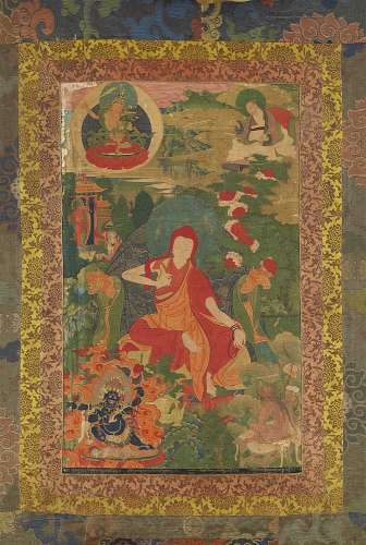 A Tibetan thangka depicting Sakya Pandita Künga Gyeltshen (1182-1251). 18th century
