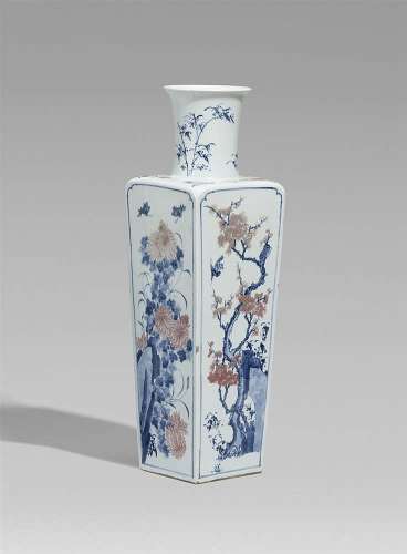 An underglaze-blue and copper-red decorated vase. Kangxi period (1662-1722)
