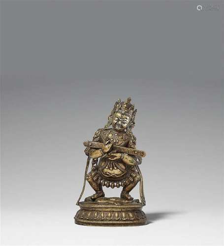 A Tibetan silver-inlaid bronze figure of Mahakala Panjara. 15th/16th century