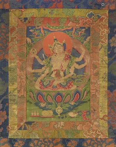 A Tibetan thangka of Ushnishavijaya. 19th century