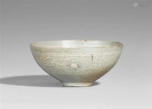 A Korean celadon-glazed bowl. Goryeo dynasty, 12th/13th century