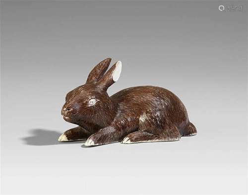 An émail sur biscuit figure of a rabbit. Qianlong period (1735-1796)