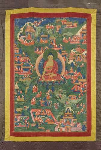 A Tibetan avadana thangka of Buddha Shakyamuni. 18th/19th century