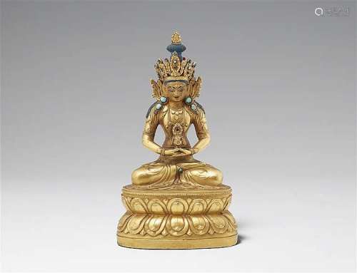 An East Tibetan gilt bronze figure of Amitayus. 19th century