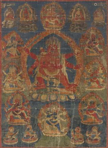 A rare East Tibetan thangka of Padmavajra. 19th century