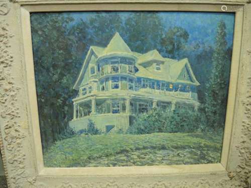 Oil on Board of a House