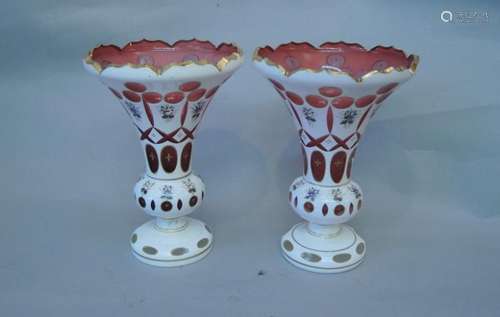 Pair of Bohemian Glass Vases