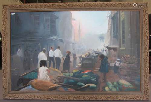 Oil Painting of a Market