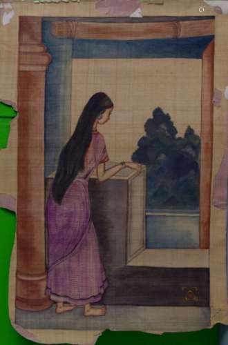 Manjvr Kusari, Tempera On Silk