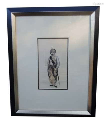 Framed Lithograph of Sikh Soldier