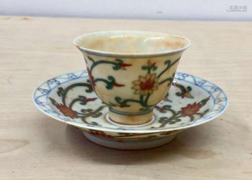 Chinese Doucai Cup and Saucer