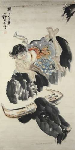 Chinese Scroll Painting of a Girl
