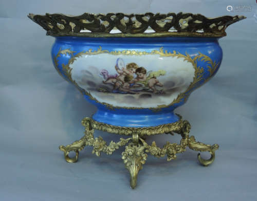French Hand Painted Porcelain Centerpiece