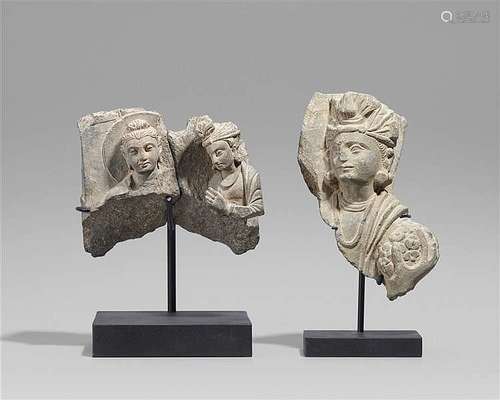 Two Gandhara grey schist fragments. Pakistan. 2nd/3rd century