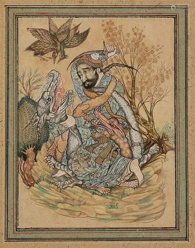 Six Persian illustrations by an anonymous painter. 19th/20th century