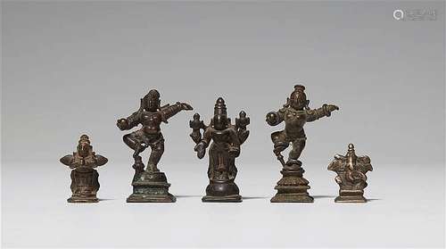 Five small copper alloy figures. 16th/20th century