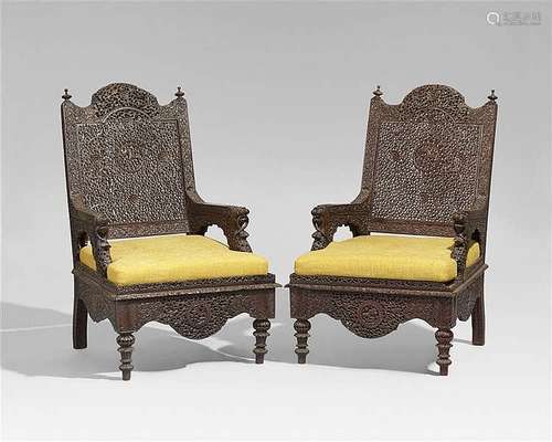 Two Bombay black wood chairs. Western India. Around 1870/1880