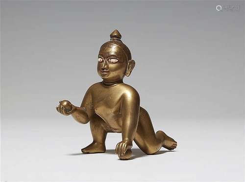 An Orissa copper alloy figure of Bala Krishna.19th/20th century